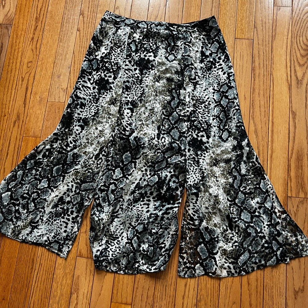 Alice + Olivia Athena Snakeskin Print Silk Blend Burnout Midi Skirt Size 6